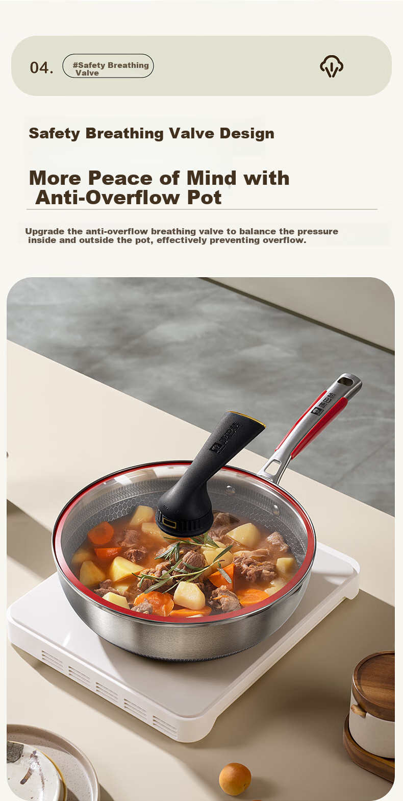 KBH Fifth Generation Wok, 316L Stainless Steel, Elegant Pan, Double-Sided Honeycomb Flat Bottom Frying And Stir-Frying Pan, Non-Stick Pan, Low Smoke 7