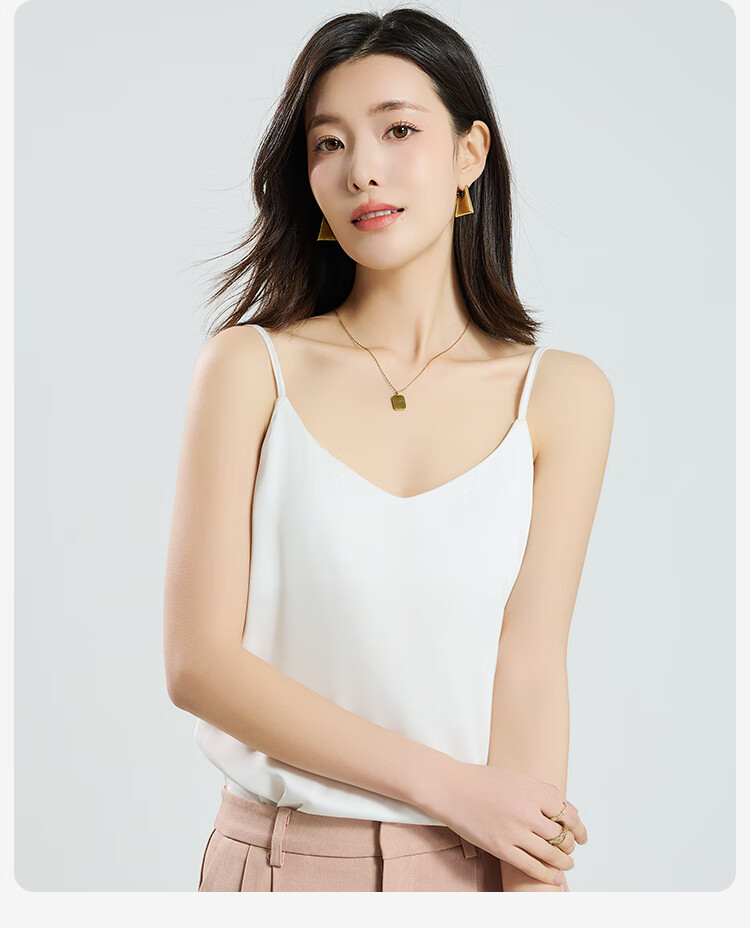 Dushiliren Women's Champagne-Colored Backless Camisole, Faux Silk Top, Spring And Summer Satin Slim-Fit Blazer, Inner Wear, Seamless Undershirt 4