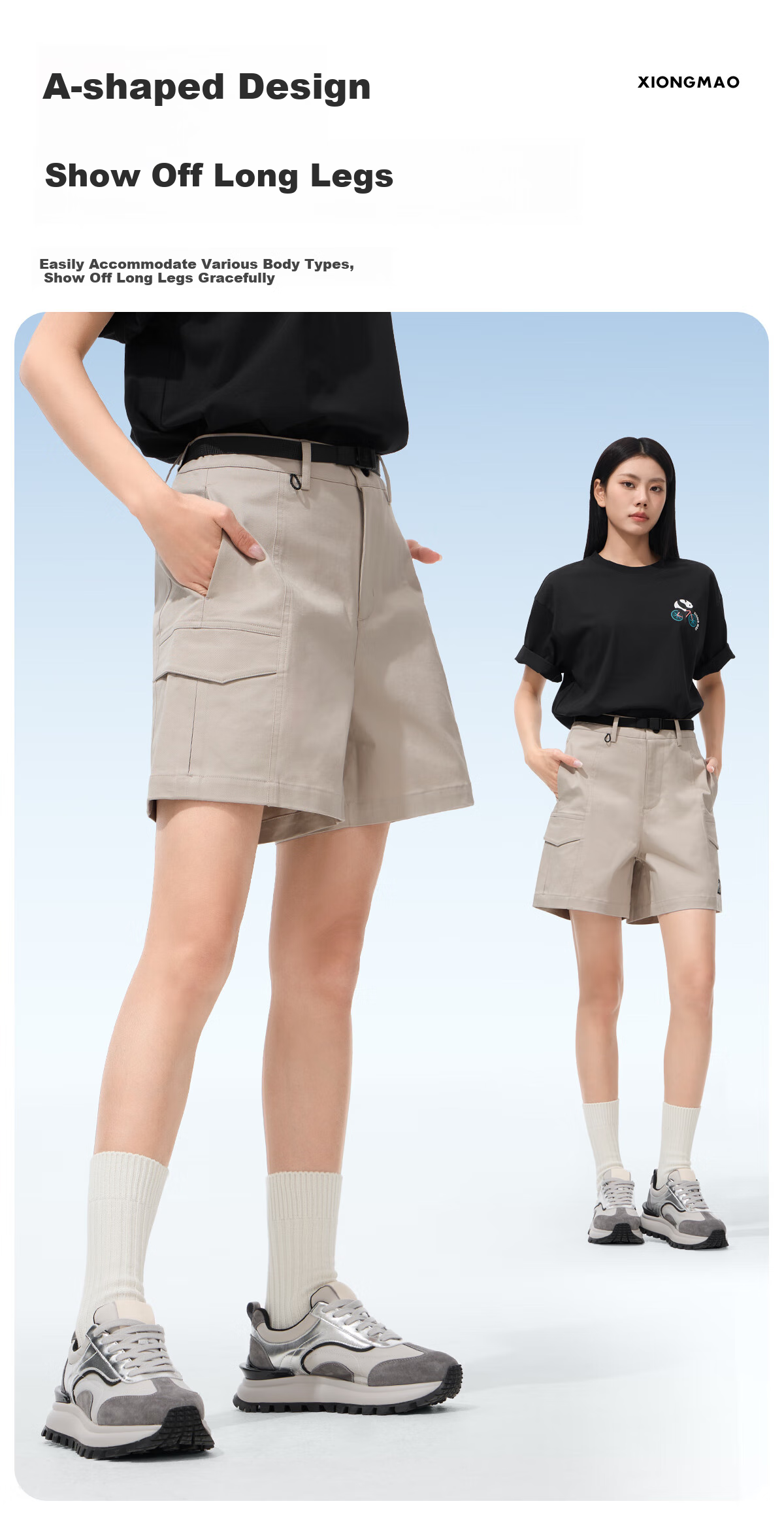 CAMEL Panda Collaboration Outdoor Women's Casual Shorts, Cool-Feeling Sports Running Breathable Quick-Dry Five-Point Pants 4168 2