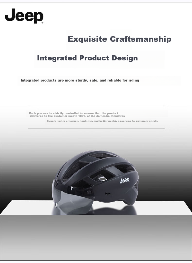 Jeep Integrated Bicycle Helmet with Goggles, One-Piece Molded Design, Unisex Breathable Mountain And Road Bike Safety Helmet 3