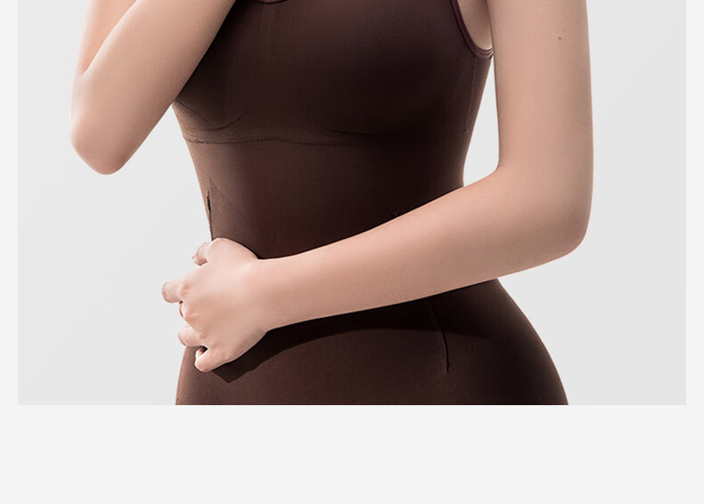 Quxianzhuyi [Song Xi Same Style] Black Chocolate Slimming Bodysuit Tummy Control Waist Cincher, Black [Thin Straps], Size M 28
