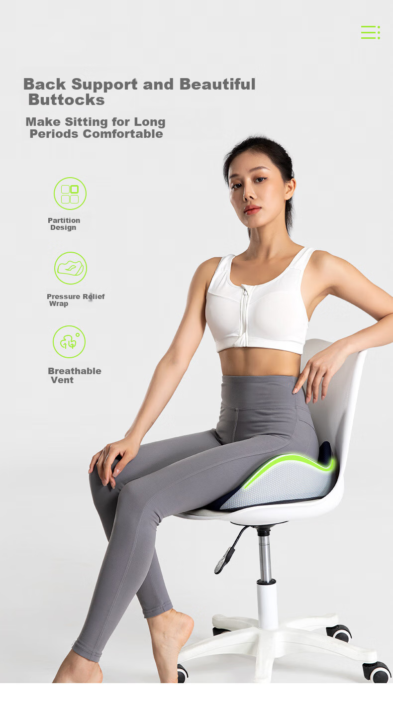 Dijialun Lumbar Support Cushion, Memory Foam Buttocks Pad for Long Sitting, Car And Office Chair Cushion, Hemorrhoids Relief, Pregnant Women's Hip And Back Protection Seat Cushio 2