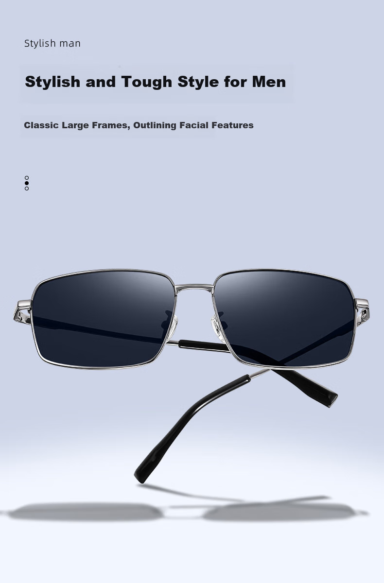 HLA Polarized Sunglasses, Stylish Men's Driving Safety Glasses, Square Frame Eyeglasses for Men, Gift 2
