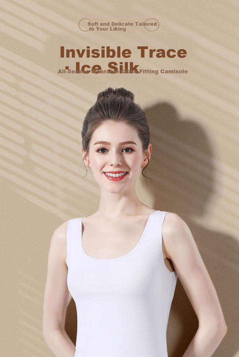 LangSha Camisole Tank Top for Women, Summer Lightweight Ice Silk Seamless Undershirt, 7A Antibacterial Inner Wear, Slim-Fit Sleeveless Top 1