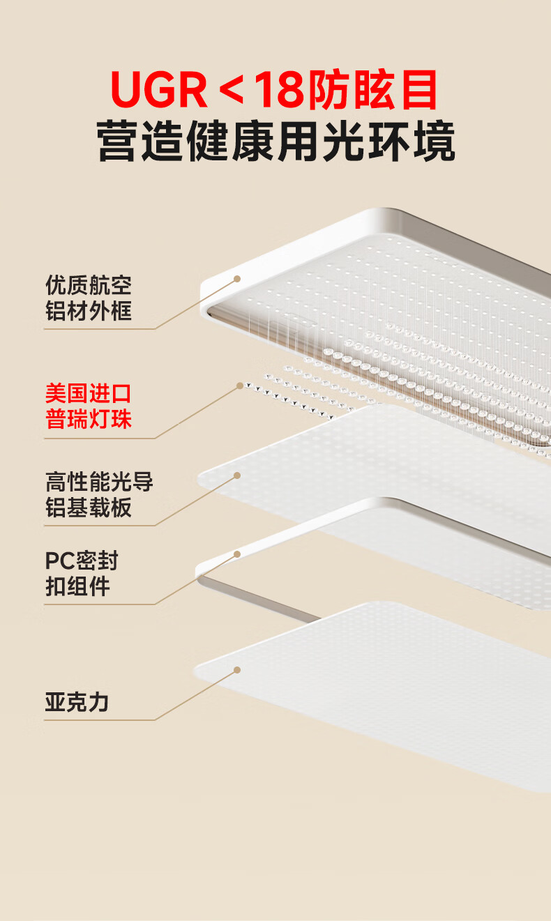 Jiandun Eye-Protecting Bedroom Ceiling Light, Full Spectrum Ultra-Thin Seamless Simple 4th Generation Youth Version Lamp, Subsidized Price with All-Inclusive Package 5