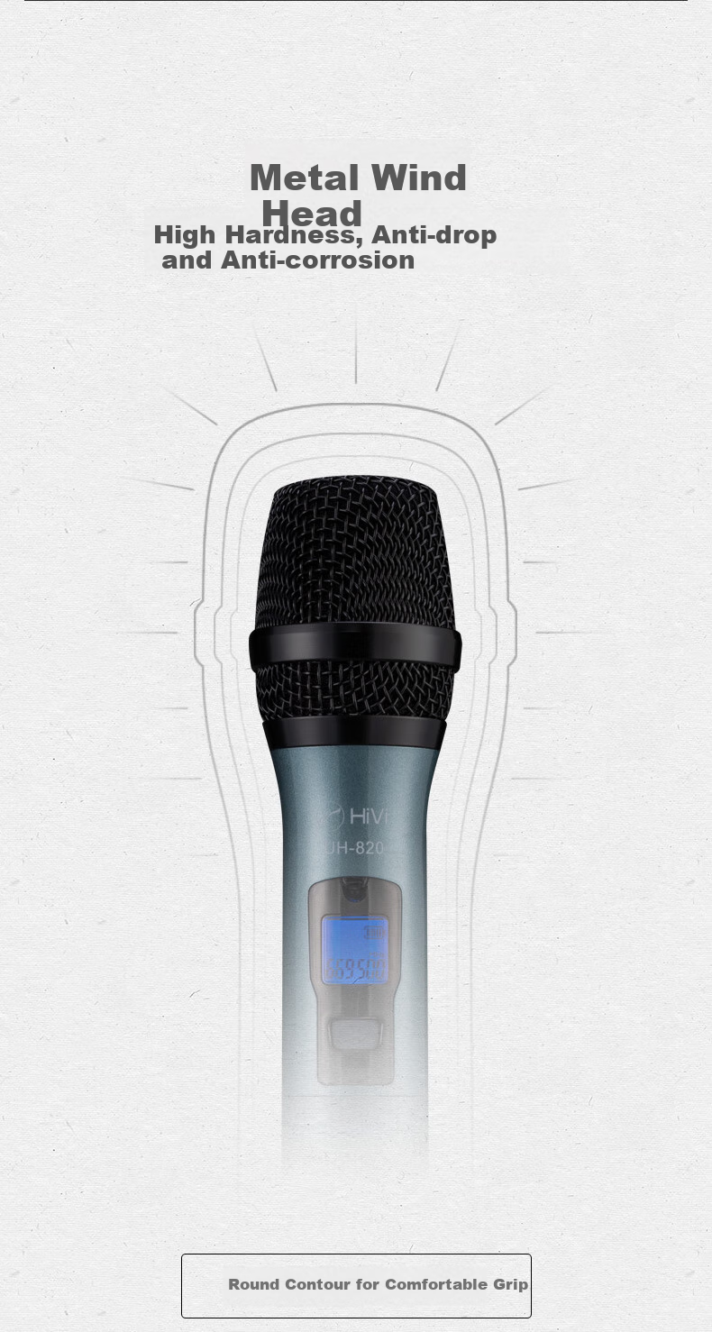 HiVi UH820 Home KTV Sound System UHF Wireless Microphone Set, Wireless Microphones One-To Combination, Singing Karaoke Meeting Speech Mobile TV Karaoke Accessories 3