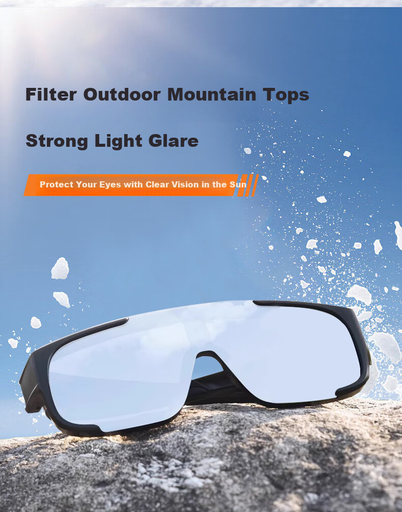 Cuntiandaofu Hiking Sunglasses, Cycling Glasses with Frames, Sunglasses Frame for Nearsighted Glasses, Protective Goggles, Skiing Goggles, Black Frame with Mercury Lenses 5
