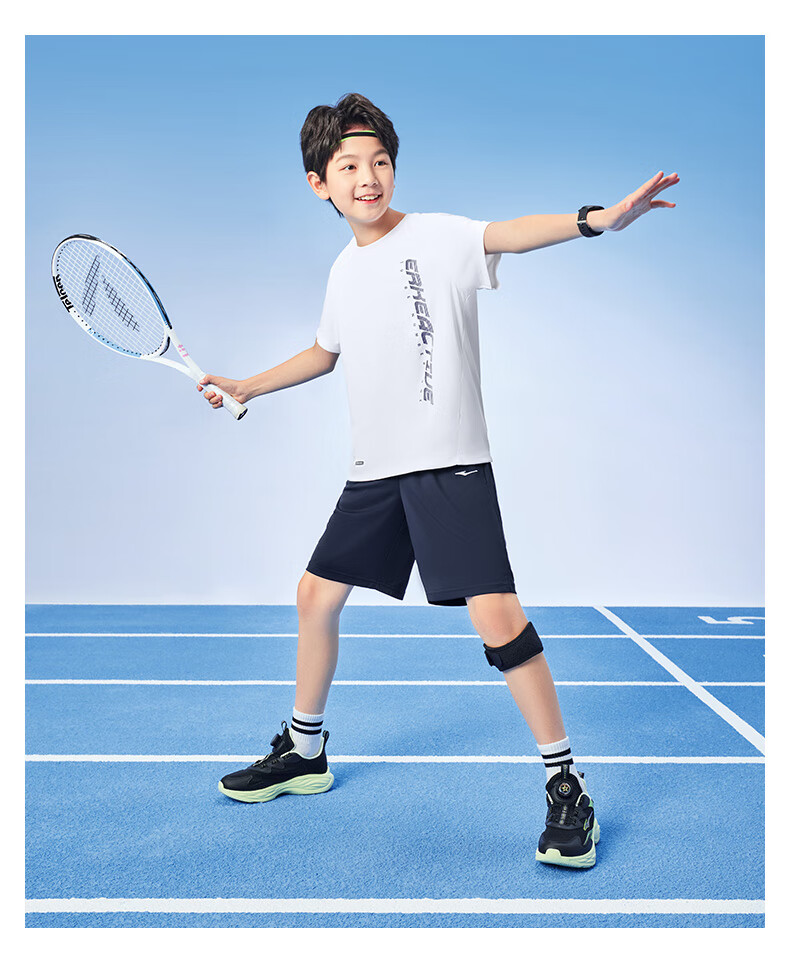 ERKE Kids Boys Sports Set Summer Short Sleeve and Shorts Bright White Size 120 13