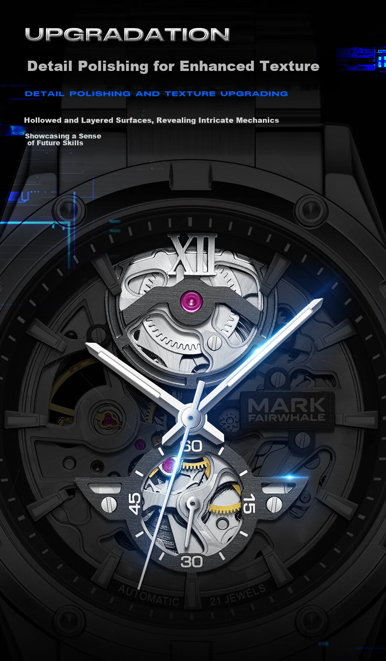 MARK FAIRWHALE Explorer Men's Automatic Mechanical Watch, Top Ten Business Watches, Chinese Brand Wristwatch, Birthday Gift for Boyfriend 3