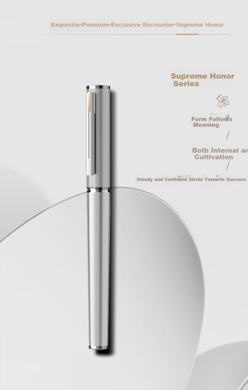 HERO Fountain Pen, Zhenrong Series Light Luxury 10K Gold Pen, Platinum Color Ink Cartridge Gift Box, High-End Signature Pen for Women, Elegant Gift for Leaders And Teachers 1