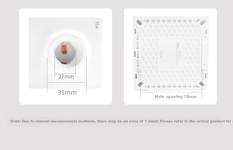 Foshan Lighting (FSL) LED E27 Screw Base Universal Square Lamp Holder, Factory Property Hallway Socket Wall Engineering Flat Lamp Head Flat Lamp Holder Surface-Mounted Lamp Socket Bulb Base, Two-Pack 9