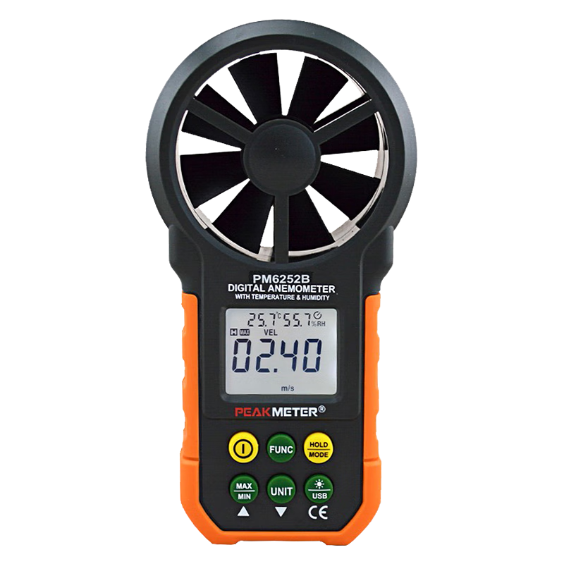 PEAKMETER PM6252A Handheld High-Precision Anemometer, Digital Display Air Flow Meter, Wind Speed Meter