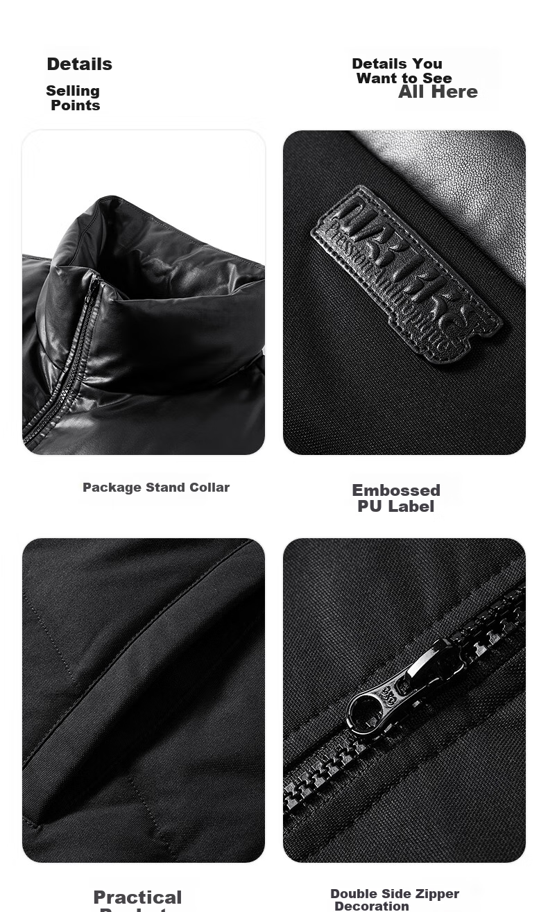GXG Men's Commuter Thick Cotton Jacket, Warm Coat, New for Winter 2024, Black, Size 175/L 7