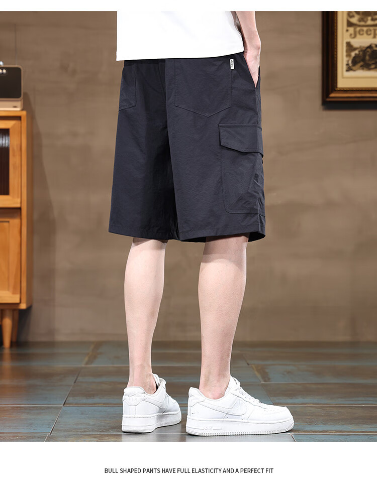 JEEP High-End Ice Silk Cargo Shorts for Men, 2026 Summer Loose Casual Pants, Quick-Dry Mid-Length Shorts for Me 14