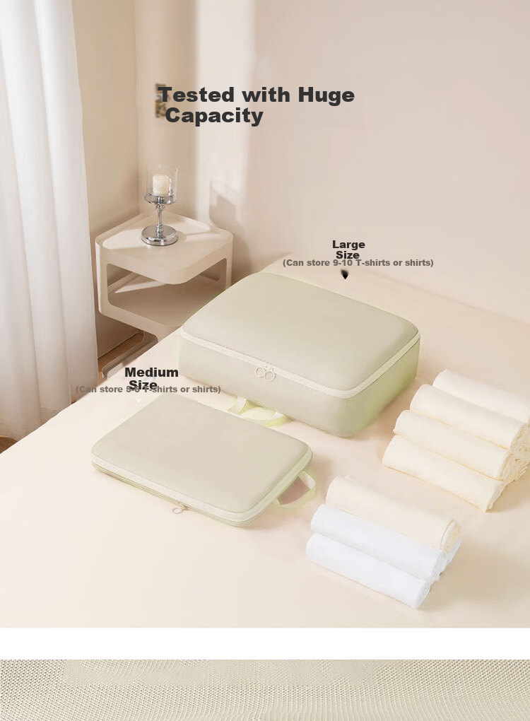Baicaoyuan Compression Travel Storage Bag, Luggage Organizer for Clothes And Shoes, Packing Cubes for Travel And Business Trips, Blue 6