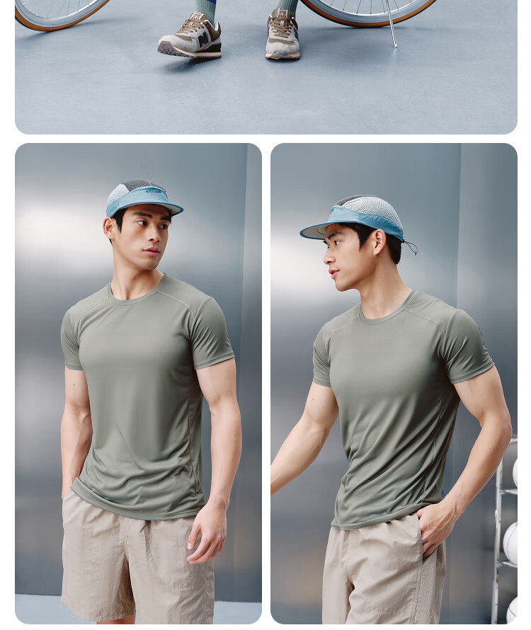 JD Original Summer Men's Fitness Series Sports Short-Sleeve T-Shirt, Quick-Dry Ice Silk Elastic, Black, Size S 23