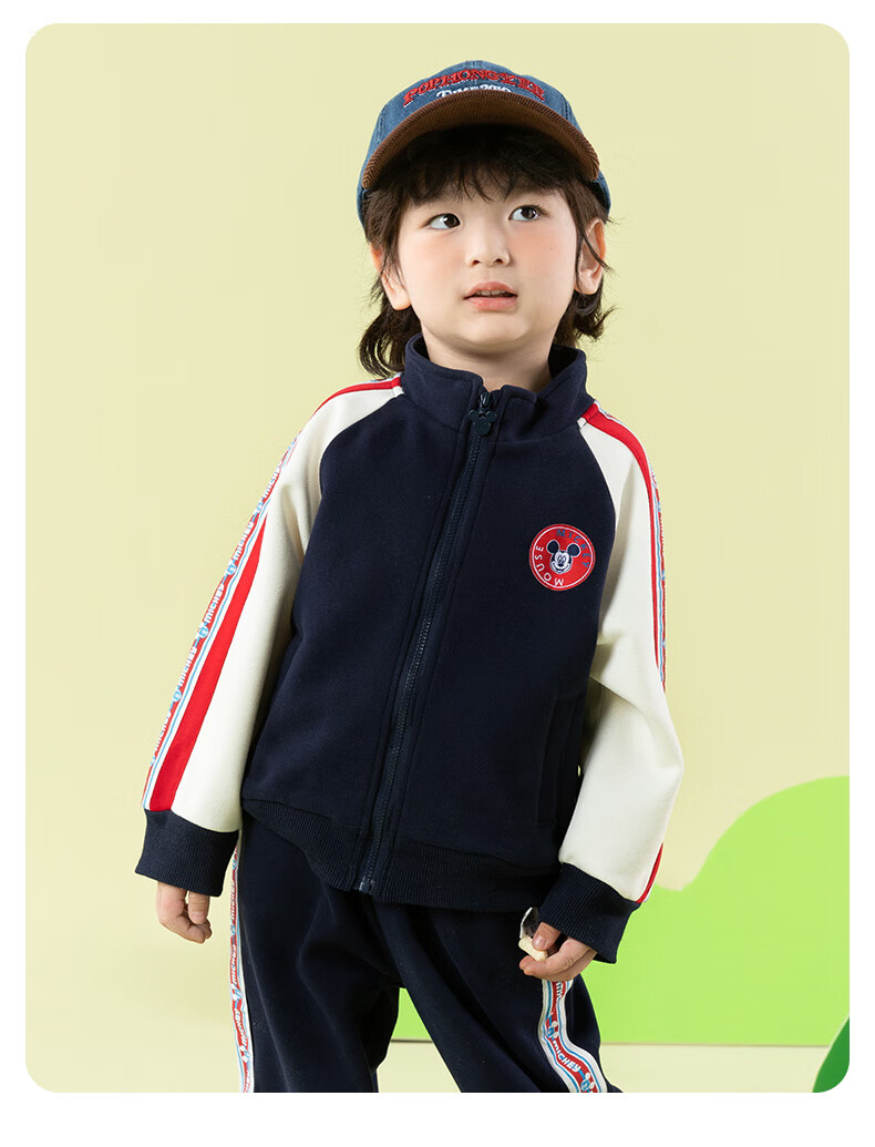 Disney Children's Clothing Spring And Autumn New Style Boys Casual Versatile Comfortable Warm Cartoon Jacket Set Navy Blue 90 15