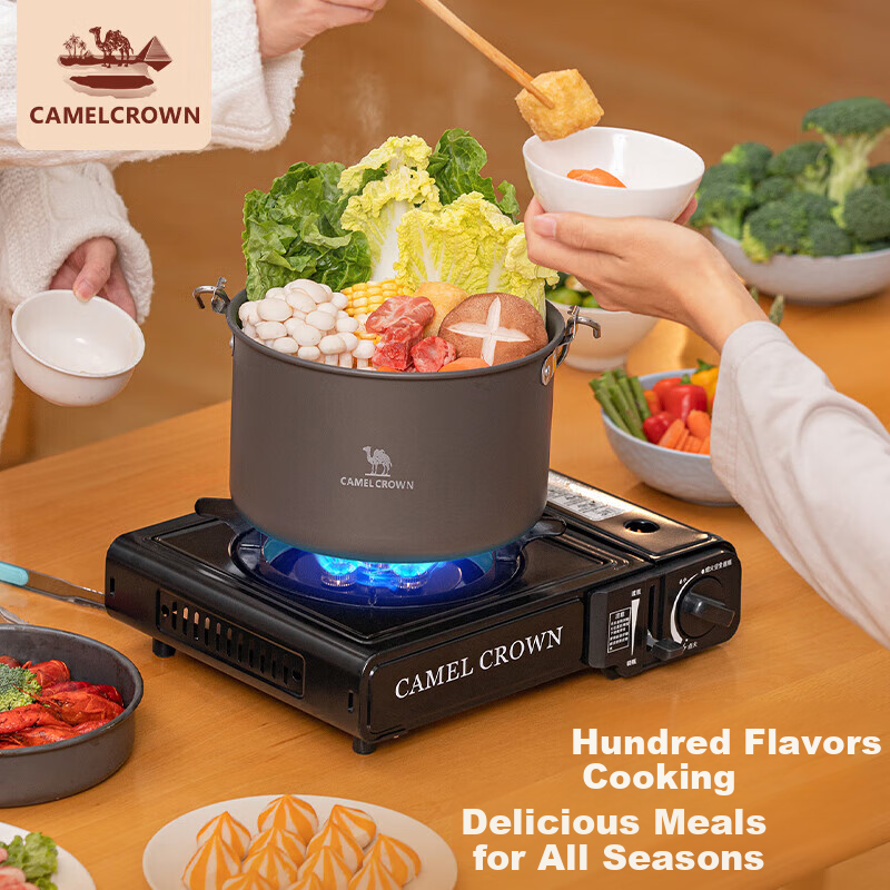 CAMELJEANS Outdoor Five-Burner Portable Stove for Picnic Camping, High-Power Barbecue Grill, Hot Pot Cooker, Individual Hot Pot Stove