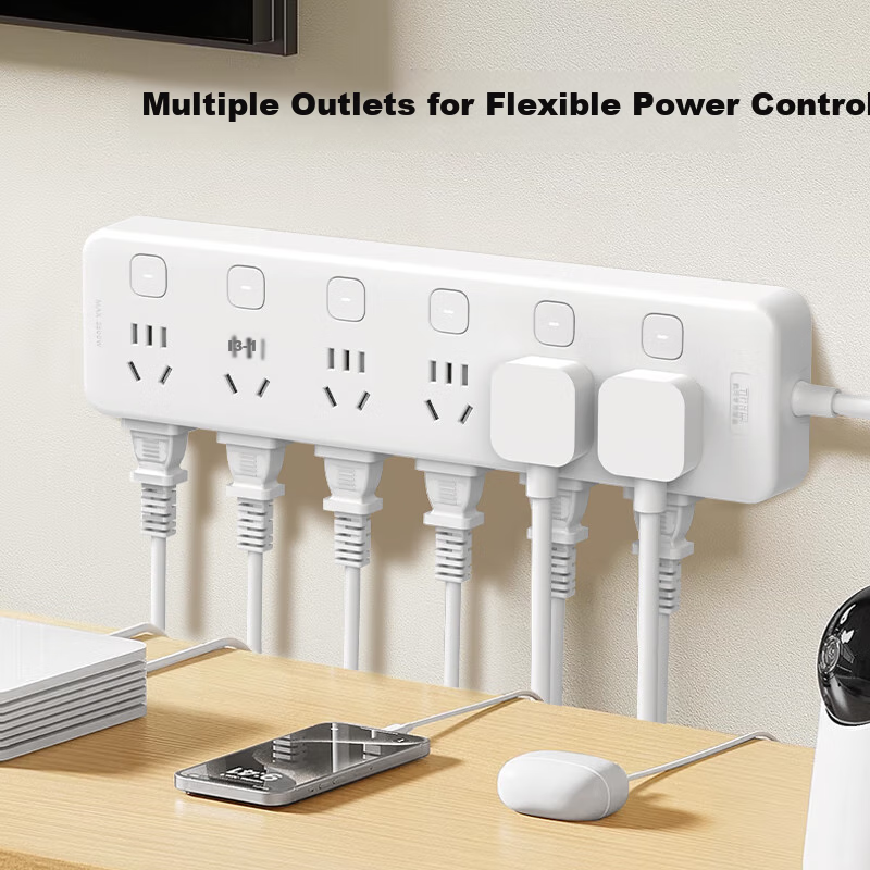 Kelaibo New National Standard Safe Power Strip/Extension Cord/Power Board/Power Bar/Outlet Strip/Power Strip with Cord/Power Board for Desktop Home Use, 6 Outlets with Individual Control, 12 Outlets, 4.9 Meters, STY-1