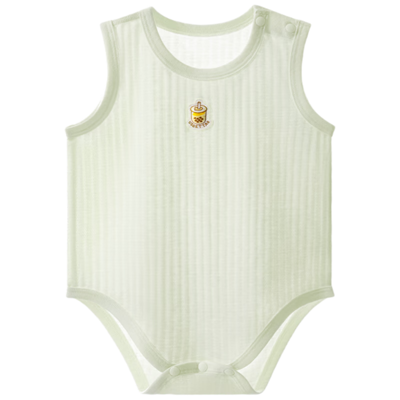 Beitaisi Baby Romper, Thin Summer Version, Infant Clothing, Newborn Breathable Sleeveless Vest, Jacquard One-Piece Bodysuit