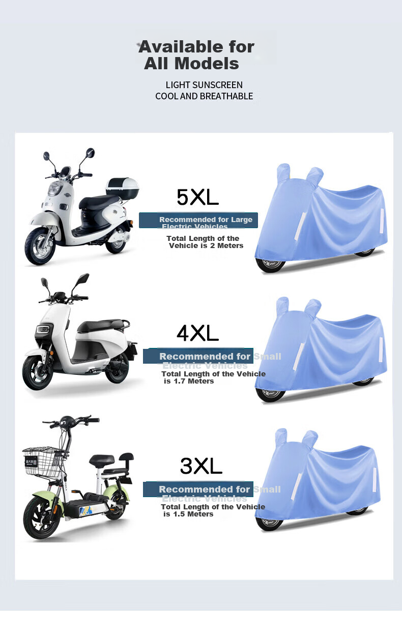 Boergai Electric Vehicle Full Cover Rain And Sun Protection, Universal for Electric Scooters And Motorcycles, Car Cover, Aima Yadi Oxford Cloth 1