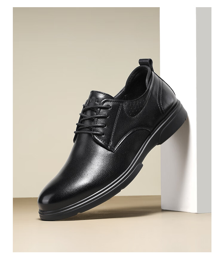 Guizhibu Men's Leather Shoes, Dress Shoes, Business Formal Wear, Genuine Top-Grain Cowhide, 2026 New Style Casual Wedding British Derby Shoes 7