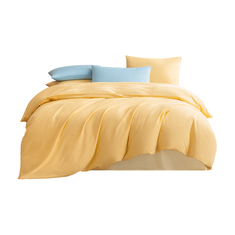 JD Original Vitas Cotton Four-Piece Bedding Set, 100% Pure Cotton Class A Bed Sheet And Duvet Cover 200x230cm for 1.5/1.8m Bed, Blueberry And Cor