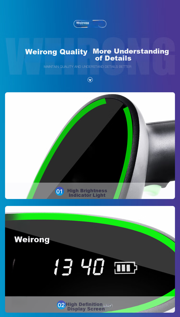 Weirong X11W Pharmaceutical Traceability Code Scanner Gun, Wireless QR Code Scanner with Charging Base, Supermarket Checkout Scanner, Logistics Payment Scanner, Supports Chinese 9