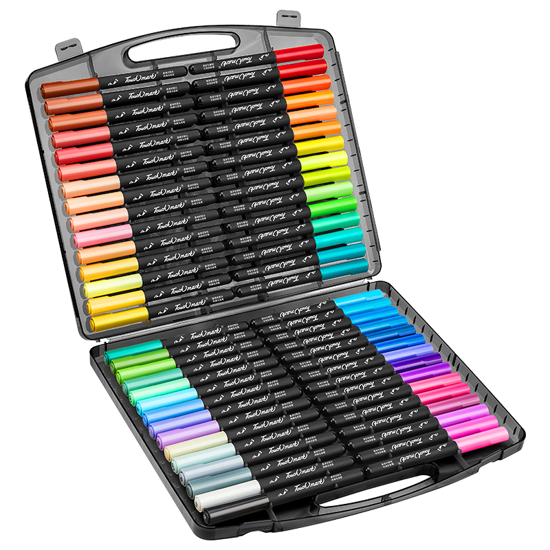 Touch Mark, 48-Color Straight Liquid Soft-Tip Acrylic Marker Set, Non-Translucent, Stackable, Watercolor Pens, Washable Paintbrushes, Birthday Gift for Students, Suitable for Girls And Boys