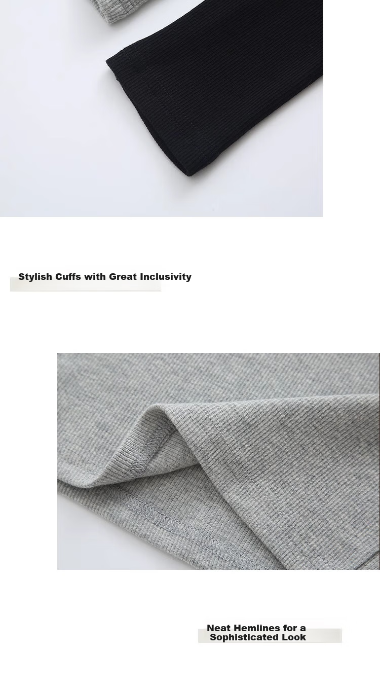 NOME Color Block Spliced Long Sleeve T-Shirt for Women, Autumn New Style Design Inner Layer Raglan Sleeve Top, Gray, L 7