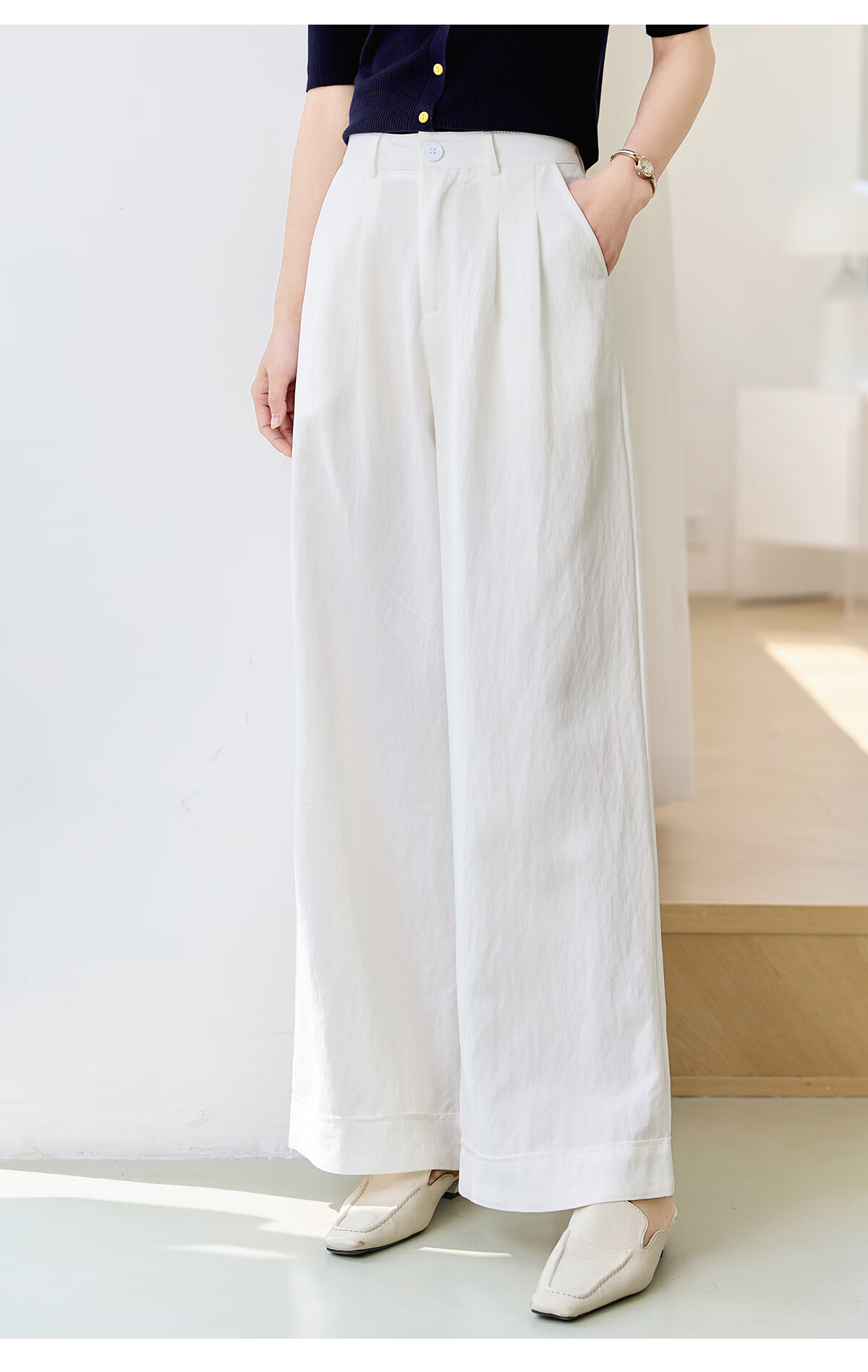Chushen Spring And Summer Wide-Leg Pants for Women, High-Waisted, Height-Increasing, Straight-Leg, Loose-Fitting, Slimming, Relaxed Casual Long Pants S52X062 26
