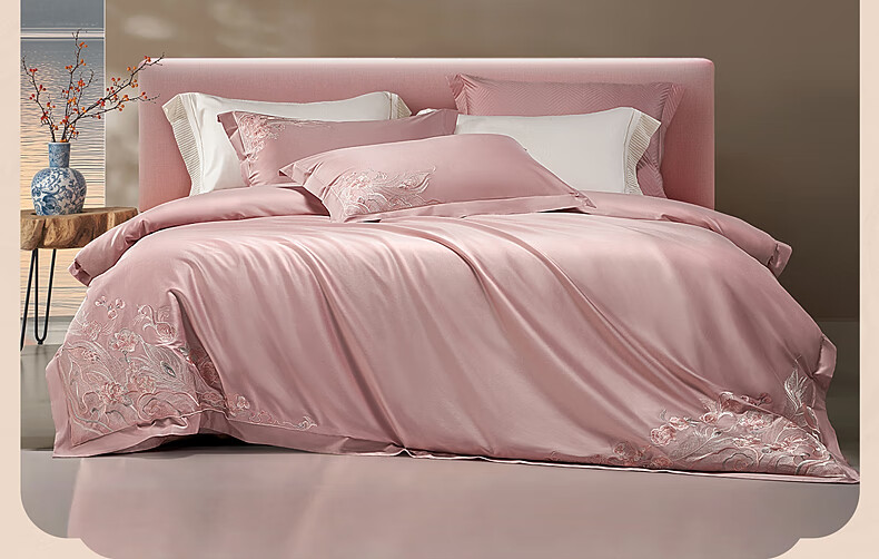 Bailisi Home Textile Four-Piece Set, 100-Count Long-Staple Cotton High-Count Sateen Bedding Set Including Bedsheet, Duvet Cover, And Quilt 21
