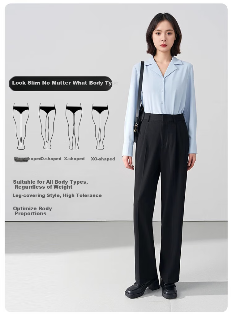 Bodexiaojie Women's Formal Suit Pants, Straight-Leg Trousers for Petite Figures, Professional Interview Attire, Black Dress Pants, Size S 5