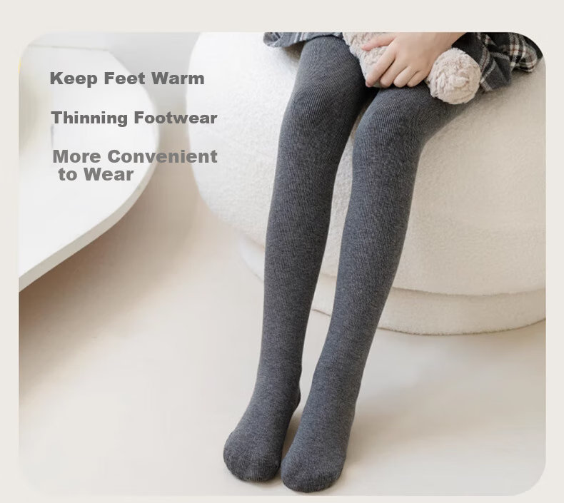 Langsha Children's Thickened Fleece-Lined Thermal Leggings Girls Autumn Winter Striped High-Waist Tights for Older Kids 5
