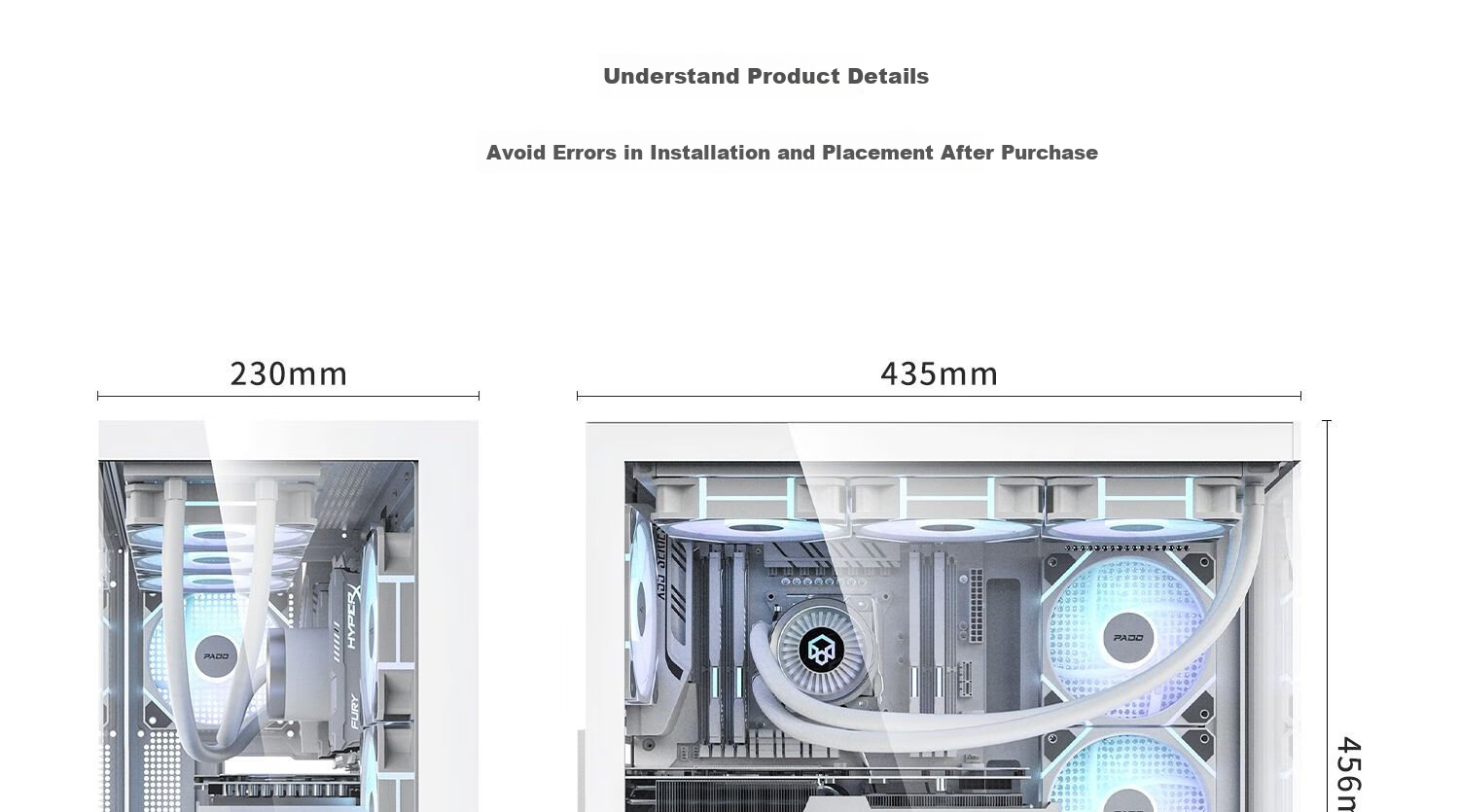 PADO Yinglong 360 White Seaside View ATX Desktop Computer Case (Without A Pillar / Supports 360mm Water Cooling / 9 Fan Positions / Compatible with 4090 Graphics Card) 19