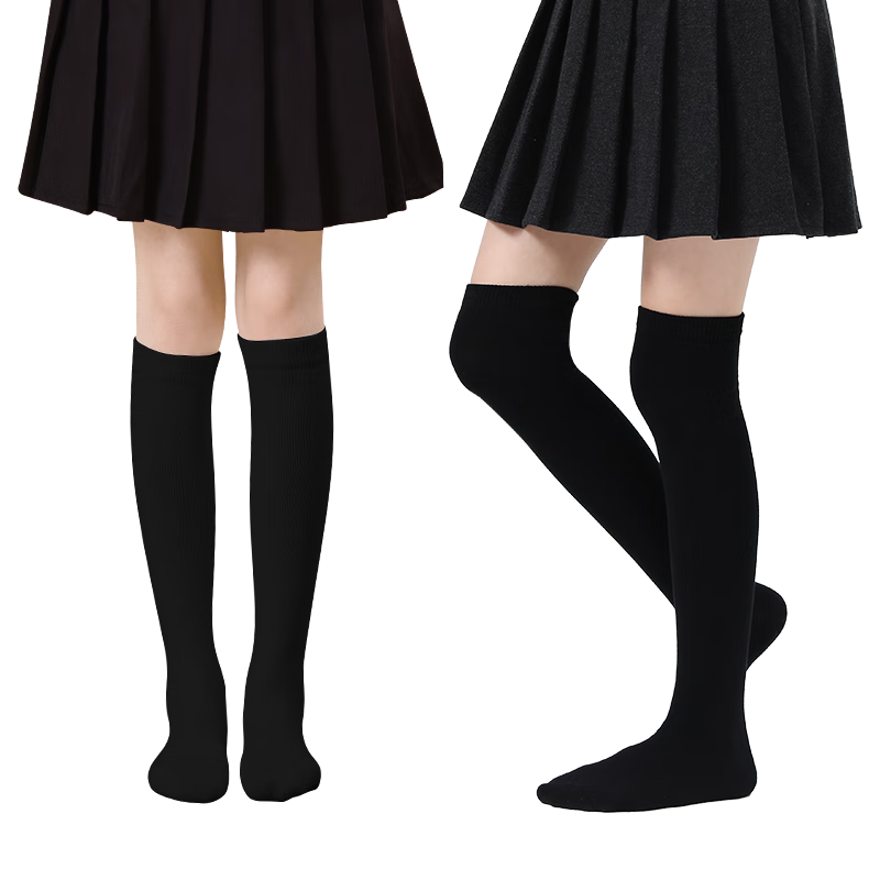 Zhiyouban Children's Mid-Calf Socks, Girls' High Socks, Boys' Spring And Autumn Black Long Socks, Girls' White School Uniform Versatile Cotton Socks