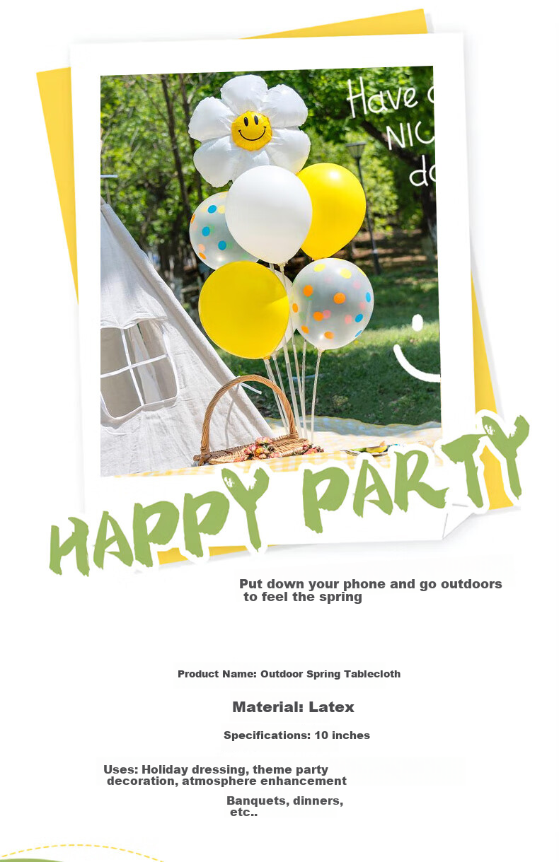Duomeiyi Birthday Scene Decoration Balloons, Children's Happy Birthday Table Decorations, Boys And Girls Dressing Up, White Sunflower 2