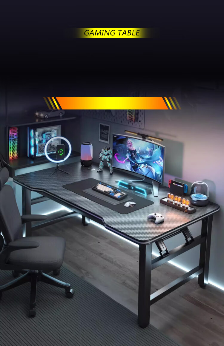 Huakaizhixing Computer Desk, Folding Floor-Standing Computer Table, Gaming Desk, Study Desk, BGZ765 Black, 140*60 1