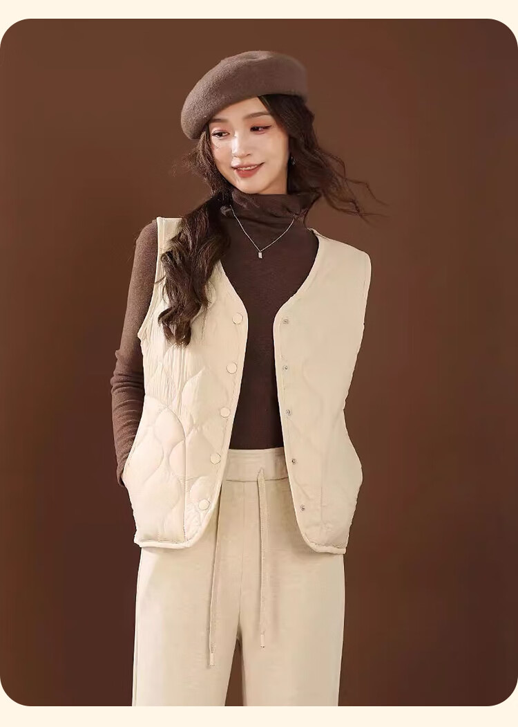 MiiOW Women's Vest 2025 New Autumn Winter Solid Color Versatile V-Neck Thickened Cashmere Warm Inner Vest Coat 13