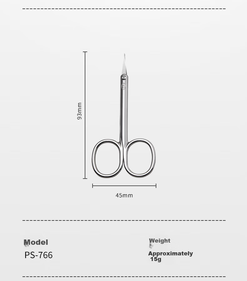 THREE SEVEN Eyebrow Scissors, Stainless Steel Beauty Small Scissors, Eyebrow Scissors, Eyebrow Trimming Tool, Eyebrow Razor, Single Piece, 766 Silver 13