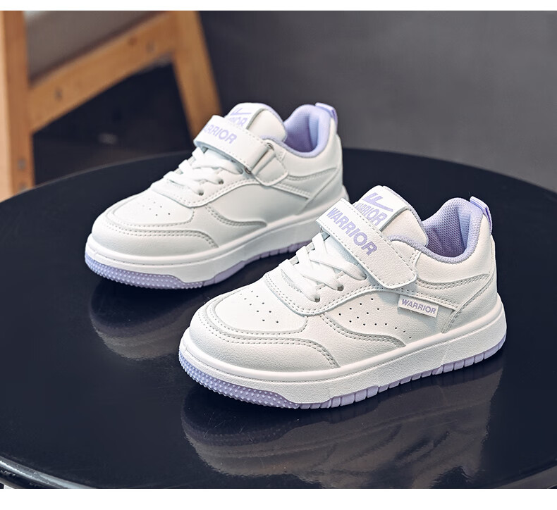 Warrior Children's Shoes Spring And Autumn Girls' Sneakers, White Casual Shoes with Soft Soles, WZ(CL)-0957 Beige/burgundy, Size 31 10