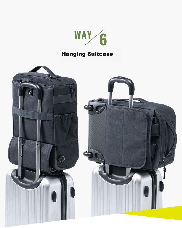 SANWA Multifunctional Pull-Back Backpack with Wheels, Business Backpack, Luggage Bag, Travel Bag, Carry-On Approved, 22 Liters 8
