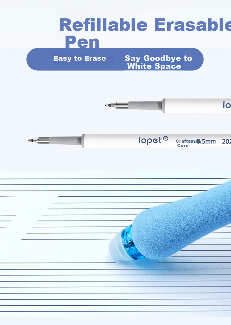 LOPET Erasable Pen Refills, Crystal Blue Erasable Gel Ink Refills, Push-Type Universal Refills, 10 Pieces, LT-8026 2