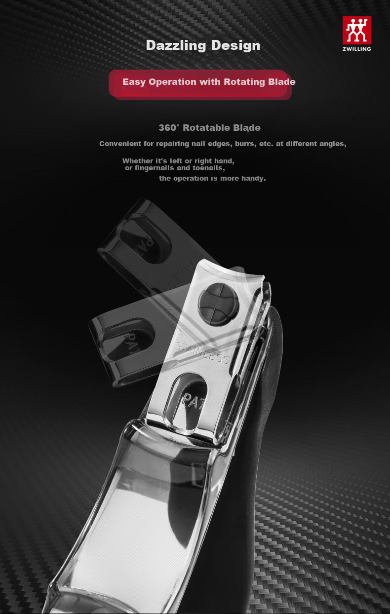 ZWILLING Nail Clipper, Anti-Splash Design with Rotating Nail File Head, Single 360-Degree Rotation for Home Use 4
