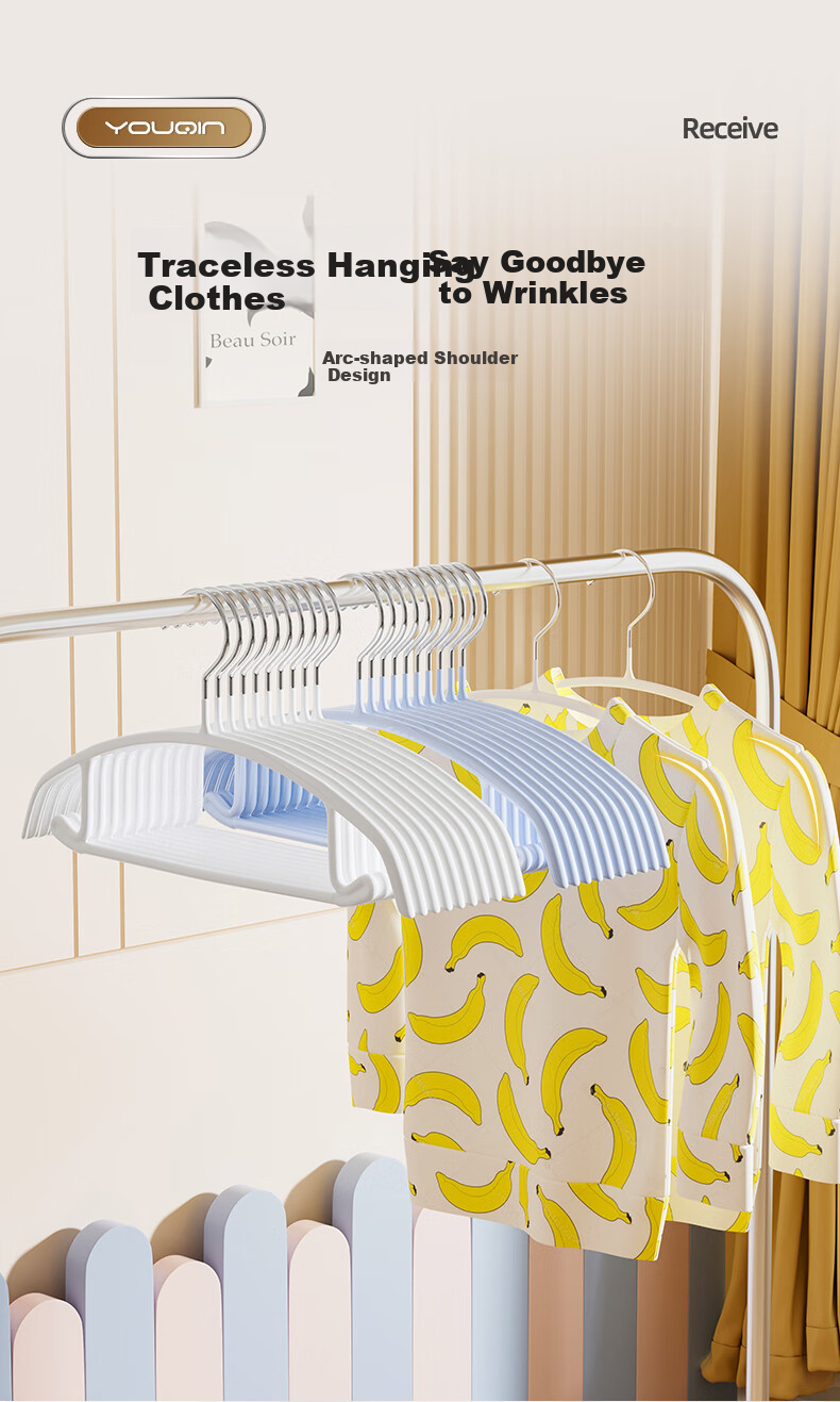 YOUQIN Non-Slip Clothes Hangers for Home Use, Anti-Slip Children's Drying Rack, Clothes Hanger with Shoulder Protectio 1