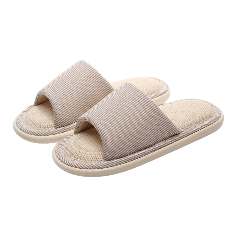 XGGC Four-Season Slippers for Men And Women, Spring And Autumn Indoor Home Use, Fabric Artisanal Sweat-Absorbing Breathable Cotton Linen Slippers, Brown, Size 36-37