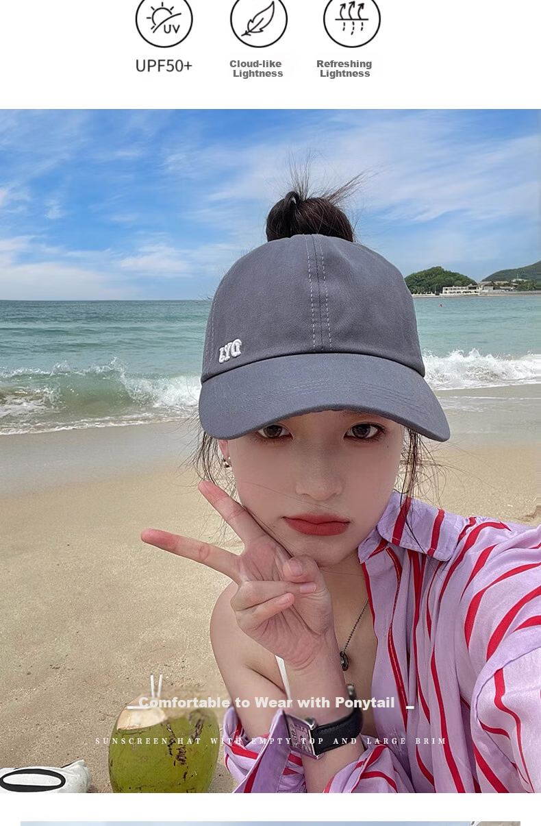YUZHAOLIN Baseball Cap, Women's Summer Sun Hat, Visor Hat for Men, Sun Protection Hat for Women, Breathable Peaked Cap, Can Be Tied into High Ponytail 4