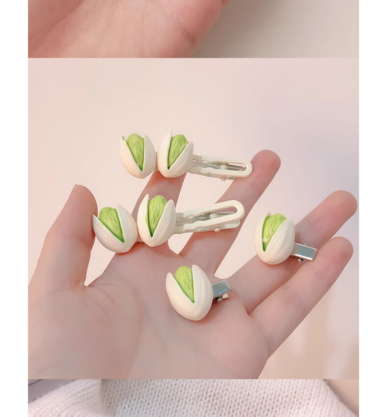 Jiaoxuefei Pistachio Duck-Bill Clips 2-Pack, Forehead Hair Claw Clip, Straight Clip, Side Bangs Clip 3