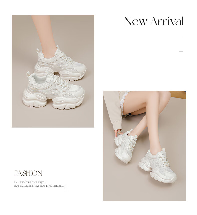 Daphne Dad Shoes for Women, 2026 New Autumn Style, Thick-Soled, Height-Increasing for Petite Women, Casual Shoes, White Sneakers, Versatile Sports Shoes 9