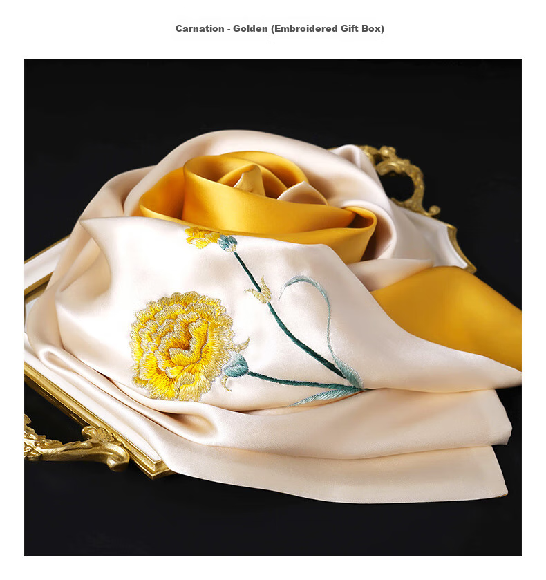 Hangsifu Silk Mulberry Silk Suzhou Embroidery Scarf, Flower Pattern Gift Box, Shawl, Outer Wear, Birthday Gift for Mom, High-End Mid-Autumn Festival Present 15